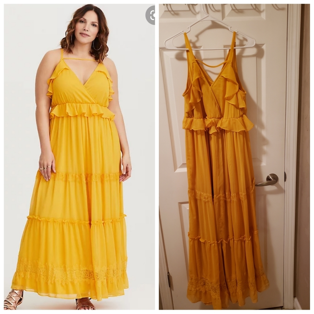 Torrid yellow chiffon maxi dress